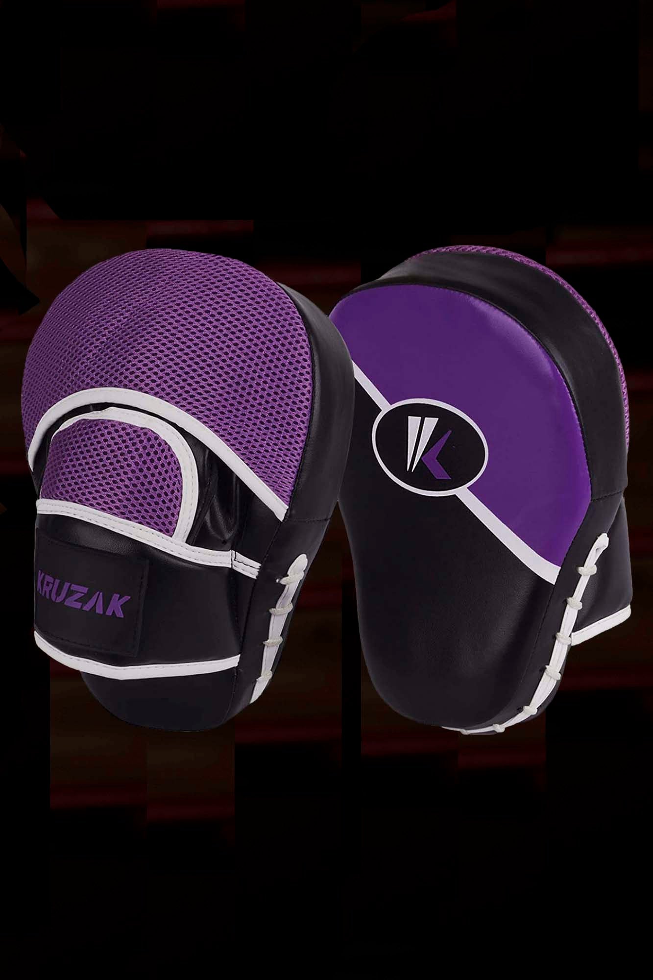Premium Black-Purple Training Gloves & Focus Mitts Set for Boxing, Muay Thai, Kick Boxing & MMA Fighting