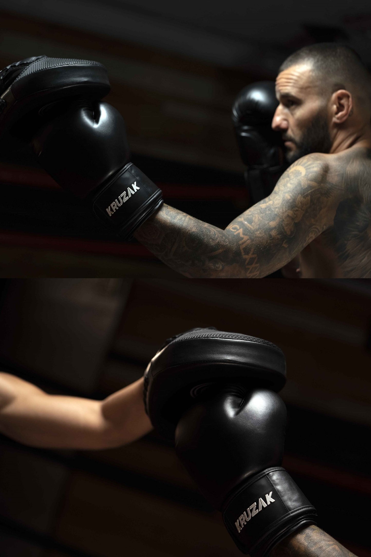 Product demonstration of Kruzak Unisex Black Boxing Gloves