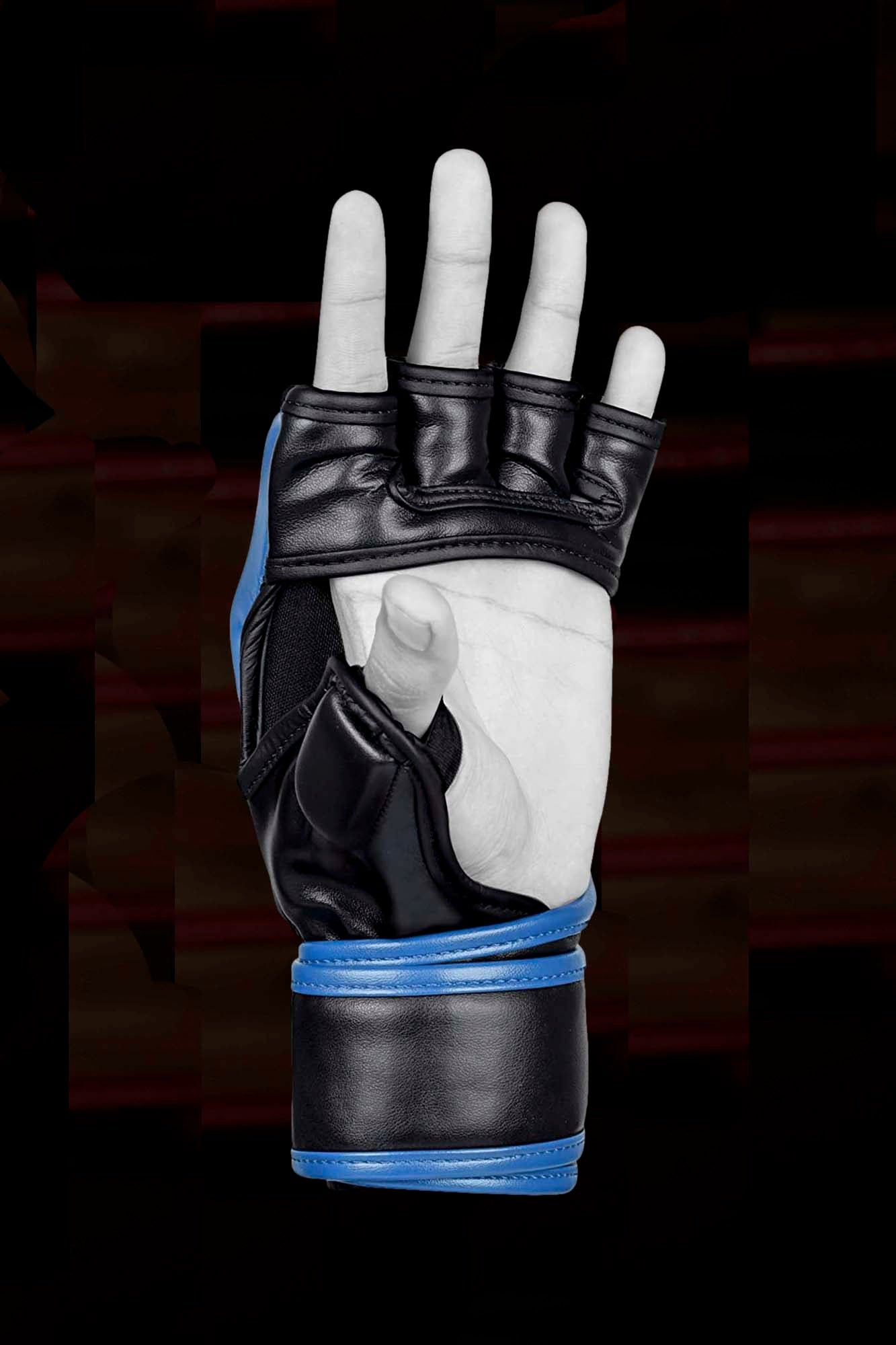 Blue MMA Half-Finger Boxing Gloves with Open Palms for Grappling