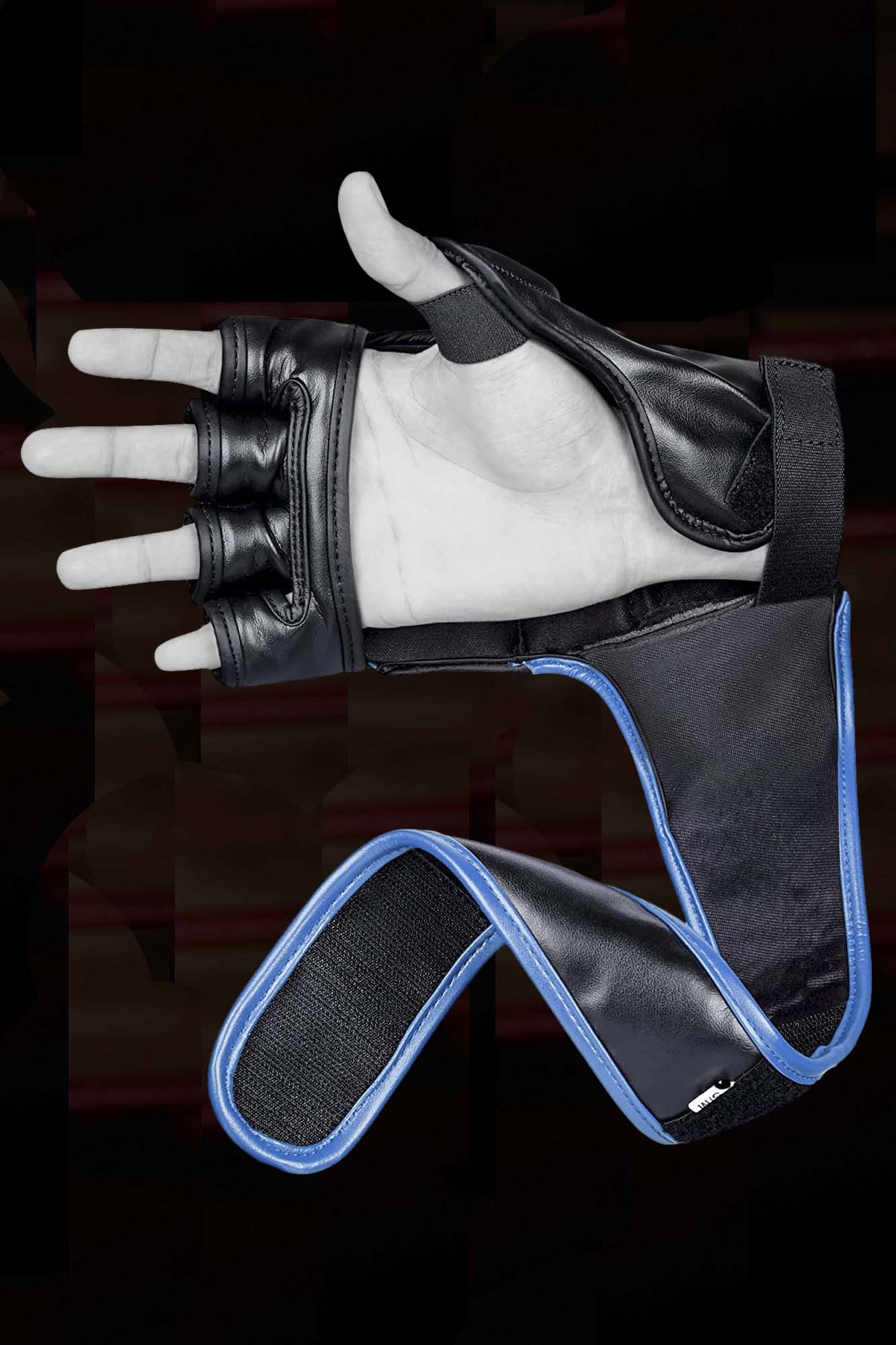 Blue MMA Half-Finger Boxing Gloves with Open Palms for Grappling