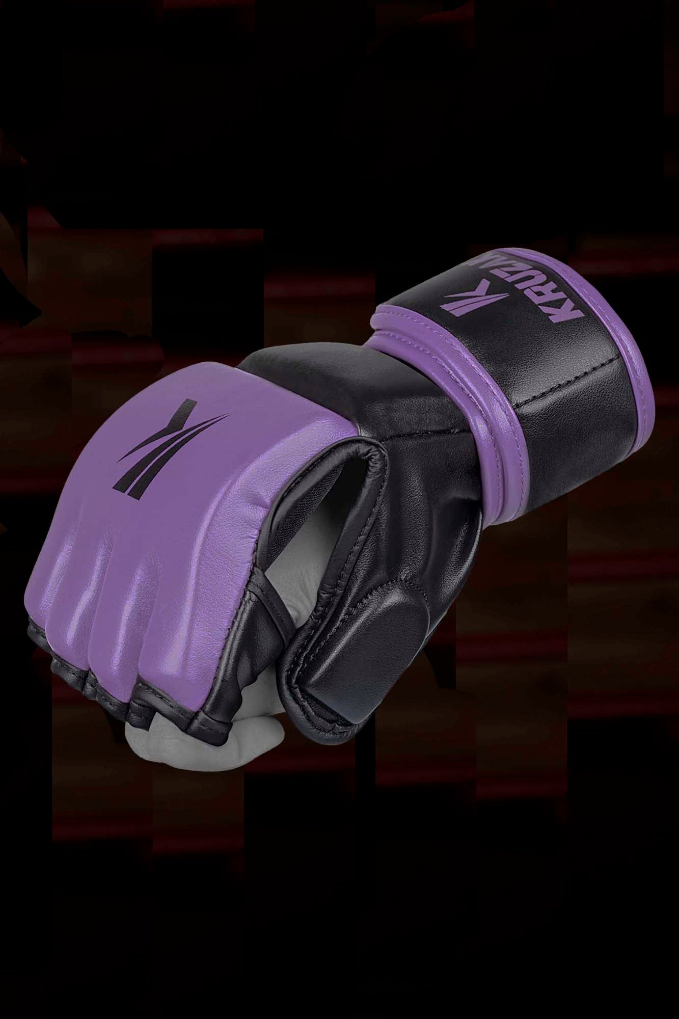 Purple MMA Half-Finger Boxing Gloves with Open Palms for Grappling