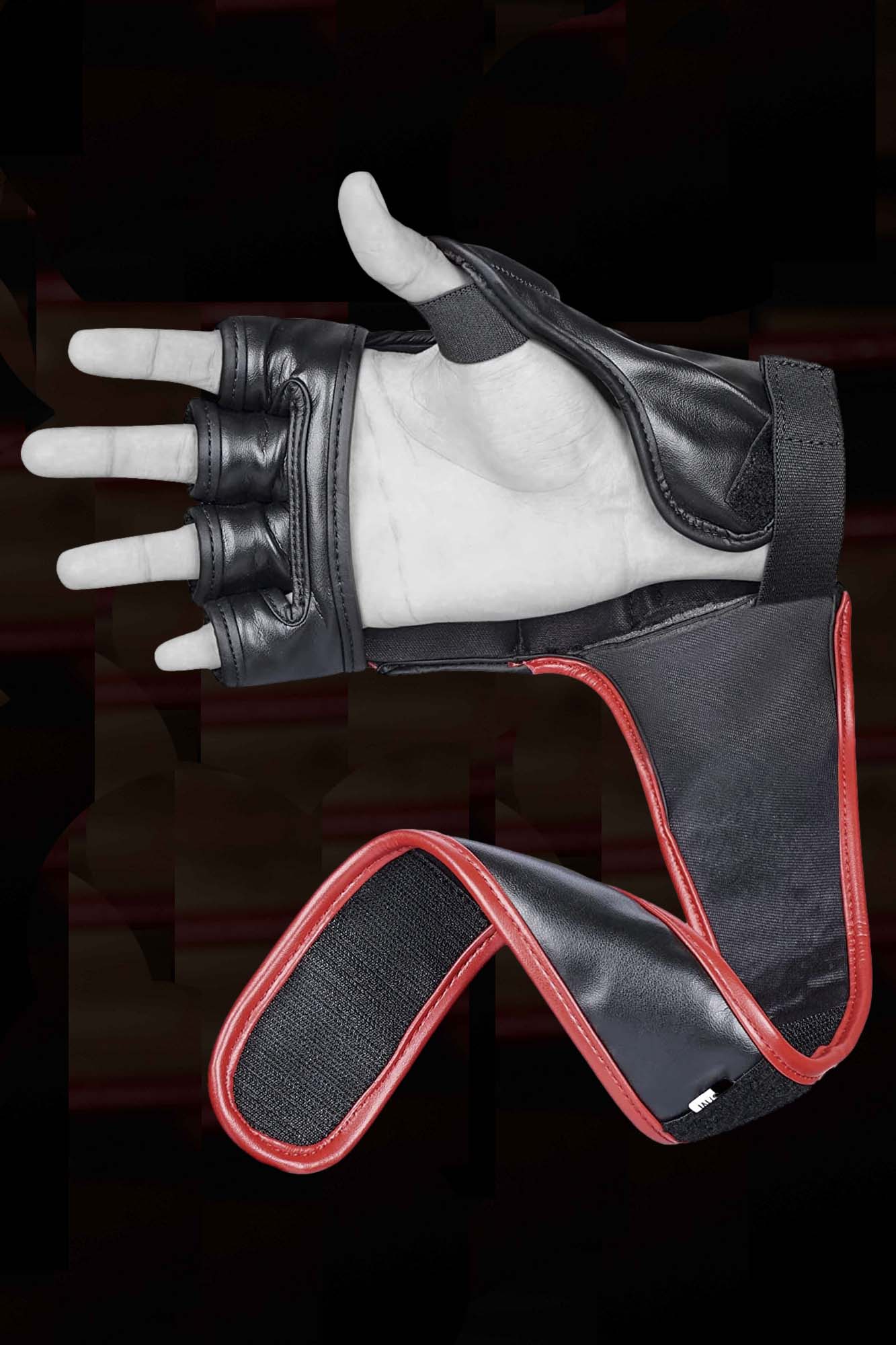Red MMA Half-Finger Boxing Gloves with Open Palms for Grappling