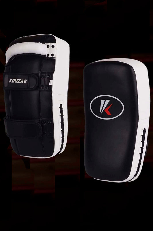 White-Black Unisex Muay Thai Kick Pad Strike Shield for Martial Arts and Combat Sports