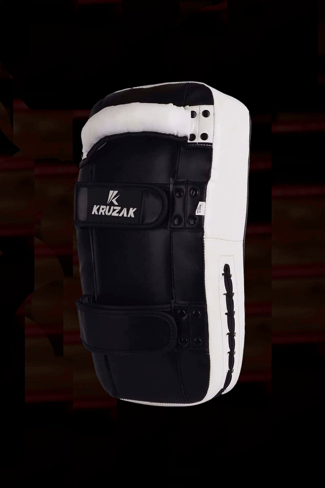 White-Black Unisex Muay Thai Kick Pad Strike Shield for Martial Arts and Combat Sports