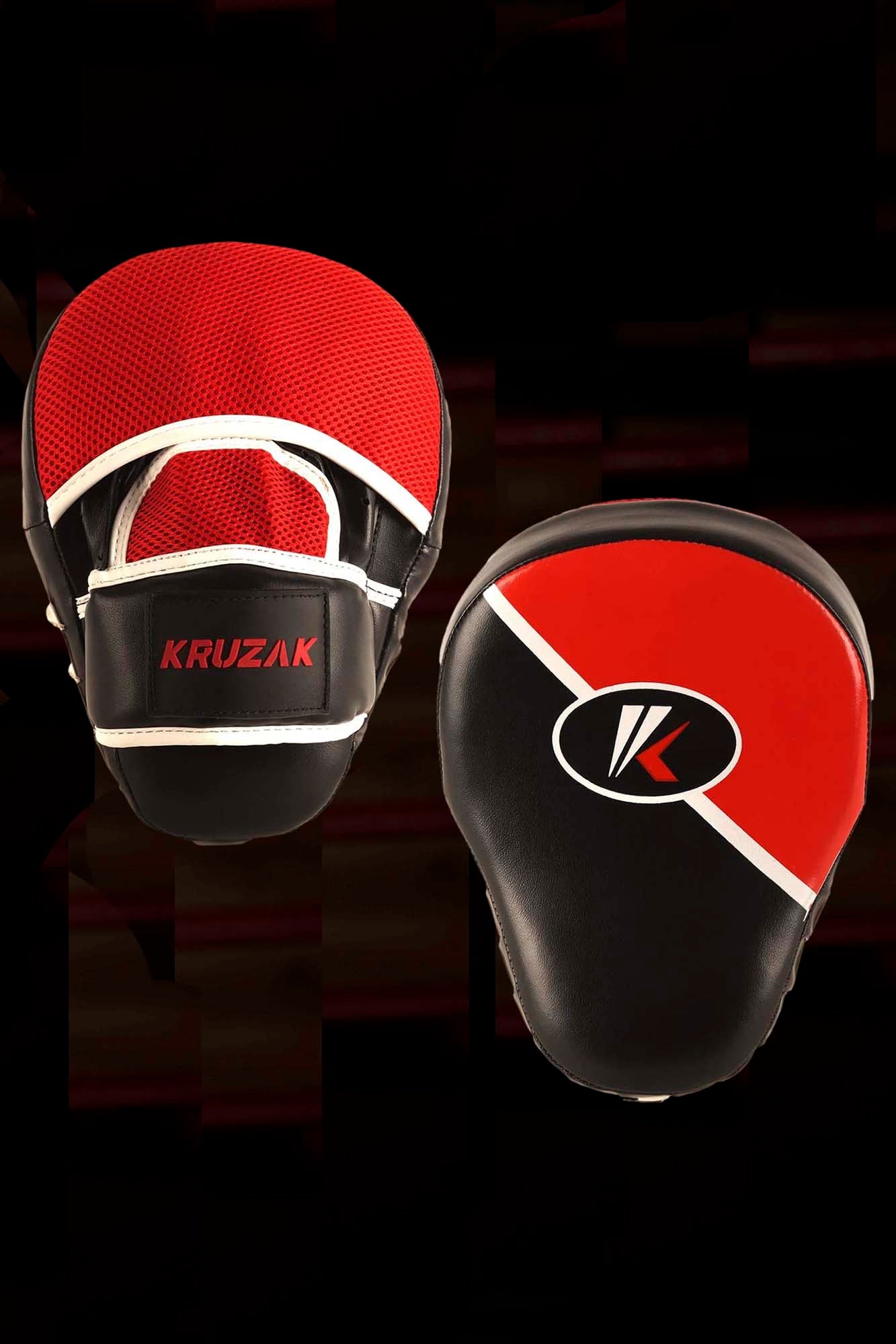 Premium Black-Red Training Gloves & Focus Mitts Set for Boxing, Muay Thai, Kick Boxing & MMA Fighting