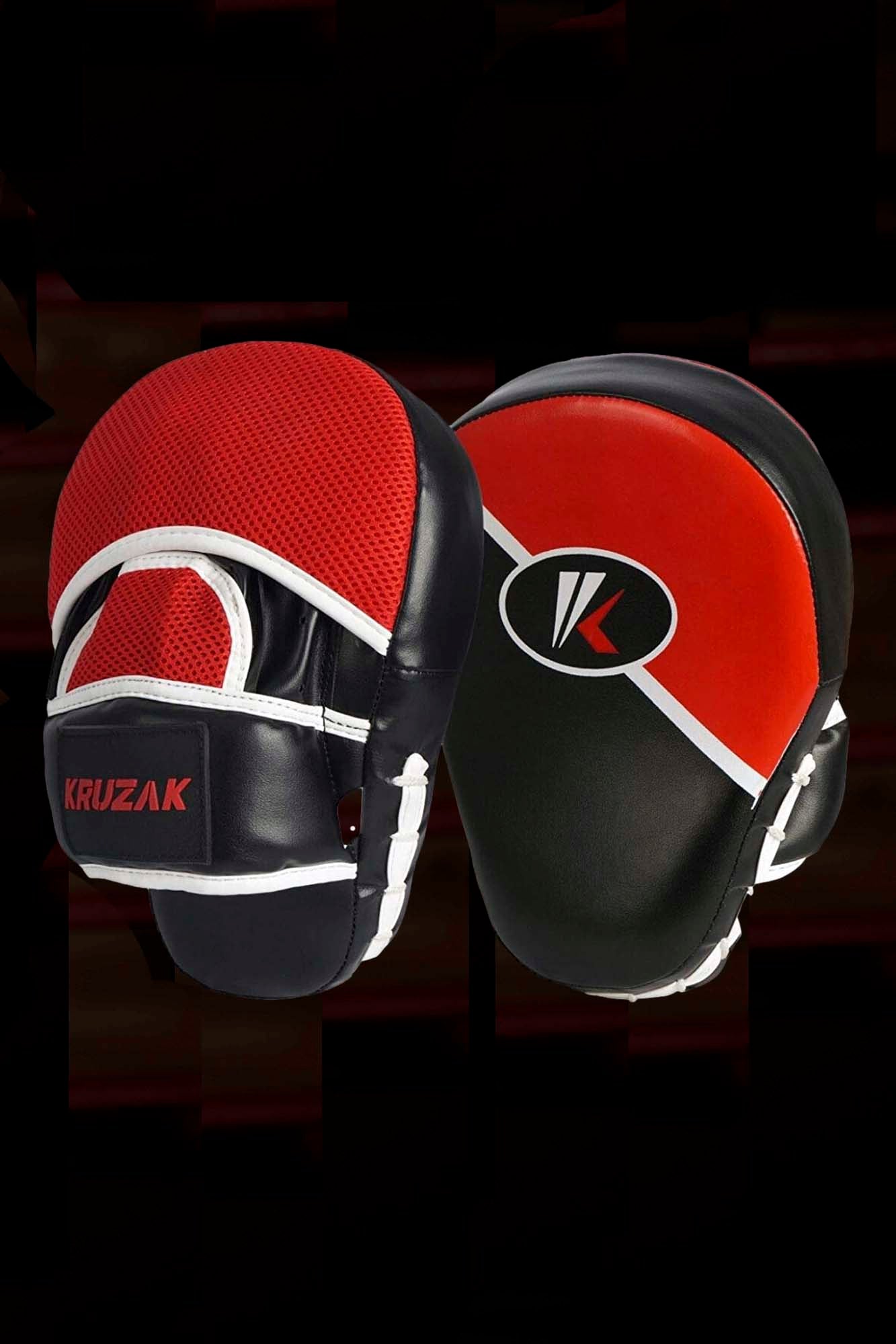 Premium Black-Red Training Gloves & Focus Mitts Set for Boxing, Muay Thai, Kick Boxing & MMA Fighting