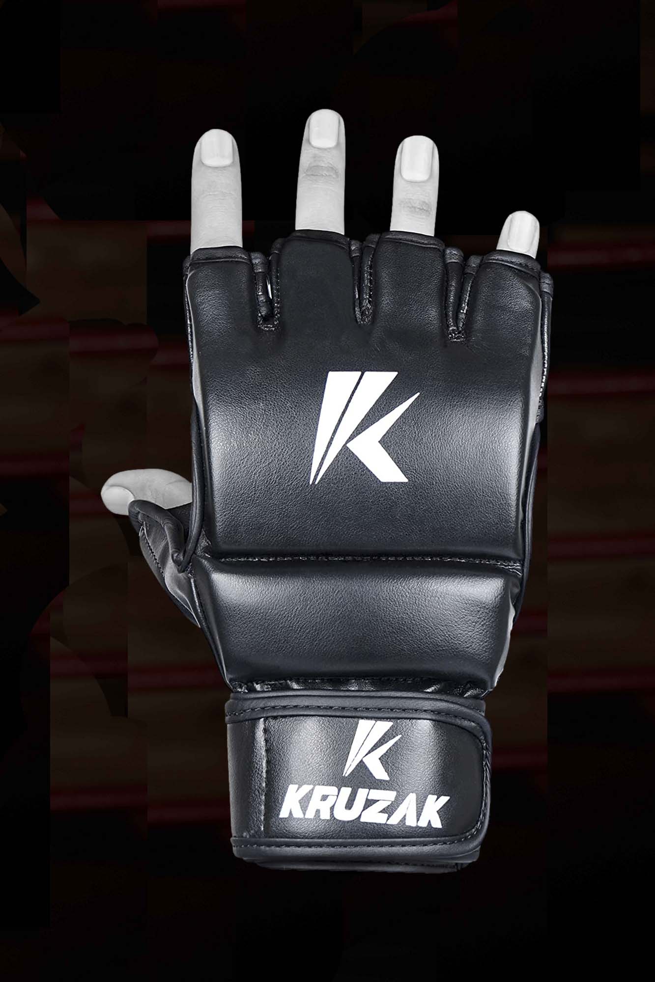 Black MMA Half-Finger Boxing Gloves with Open Palms for Grappling