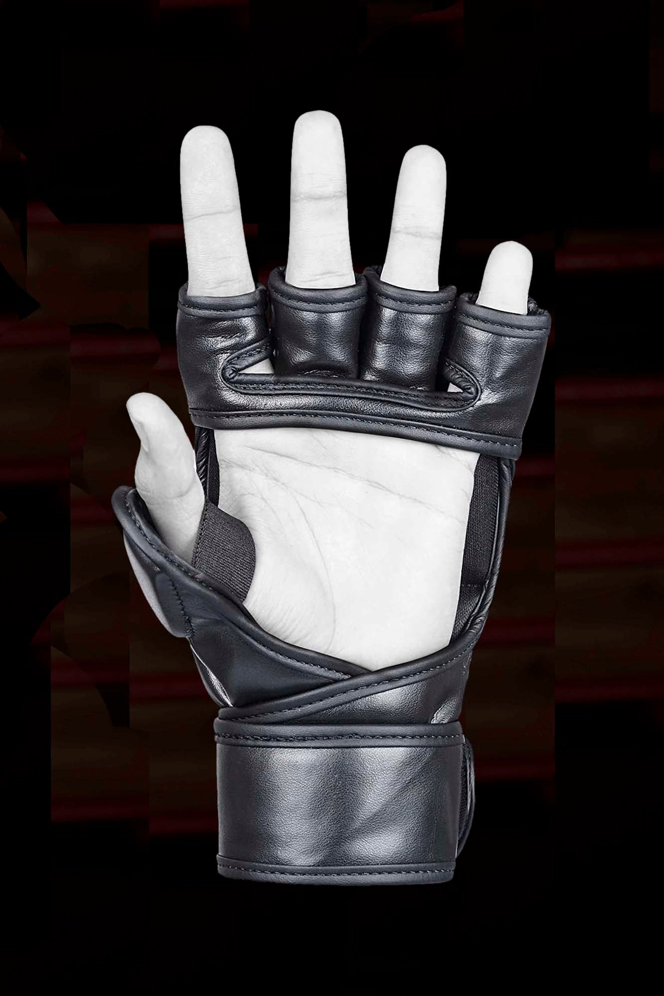 Black MMA Half-Finger Boxing Gloves with Open Palms for Grappling