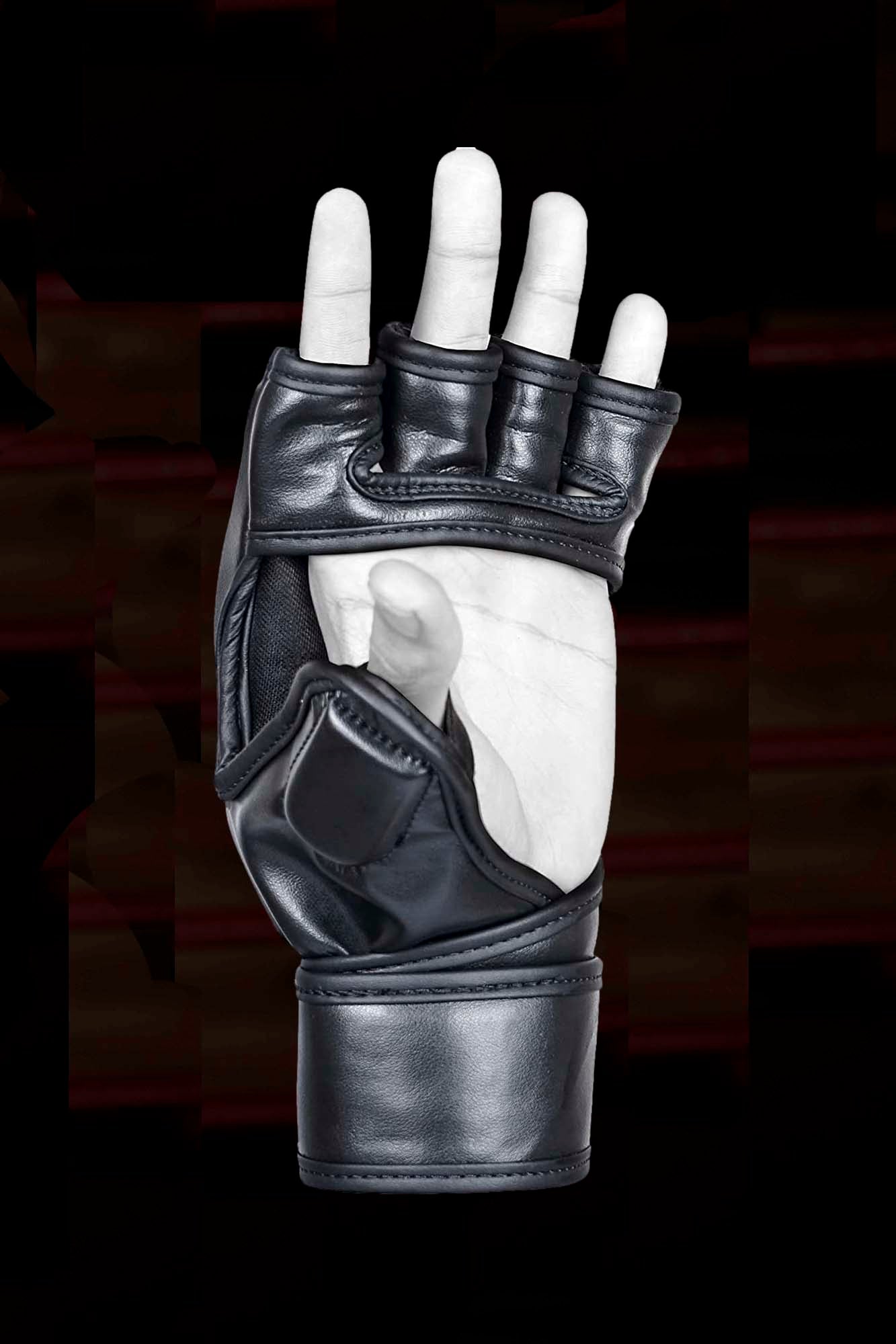 Black MMA Half-Finger Boxing Gloves with Open Palms for Grappling