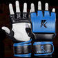 Blue MMA Half-Finger Boxing Gloves with Open Palms for Grappling