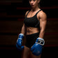Woman wearing  Kruzak Unisex Blue Boxing Gloves
