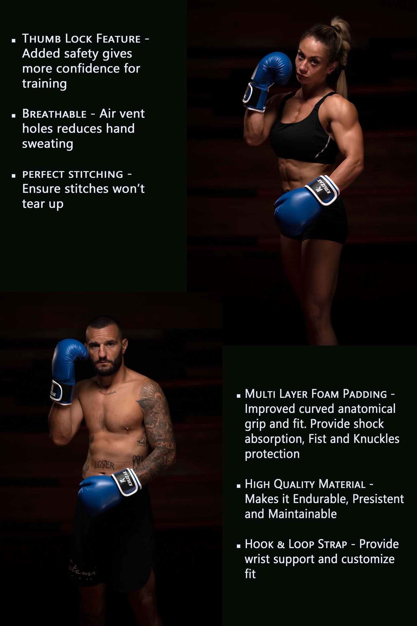 Product features of Kruzak Unisex Blue Boxing Gloves