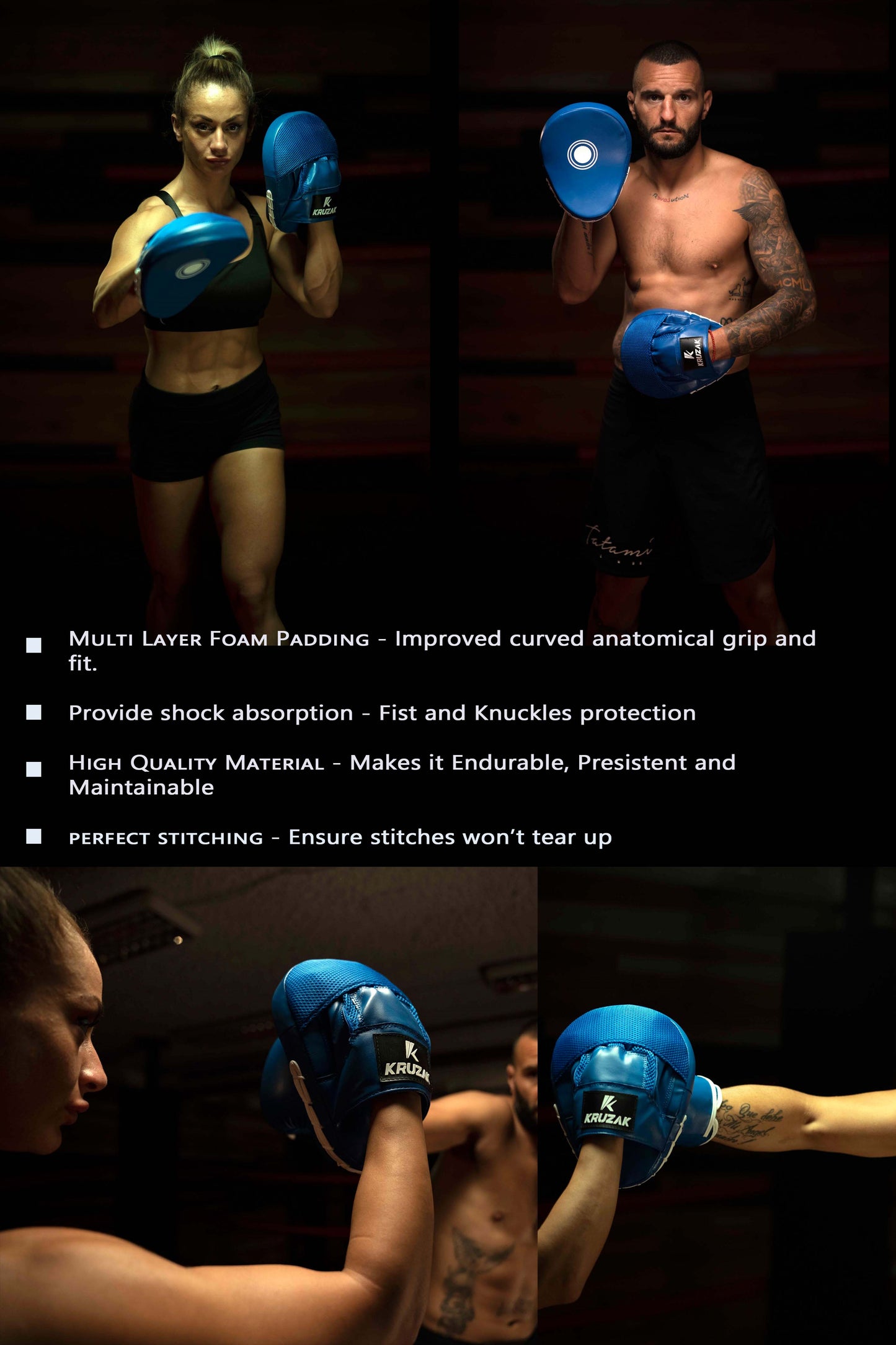 Blue Punching Mitts for Boxing, Muay Thai, Kick Boxing & MMA Fighting