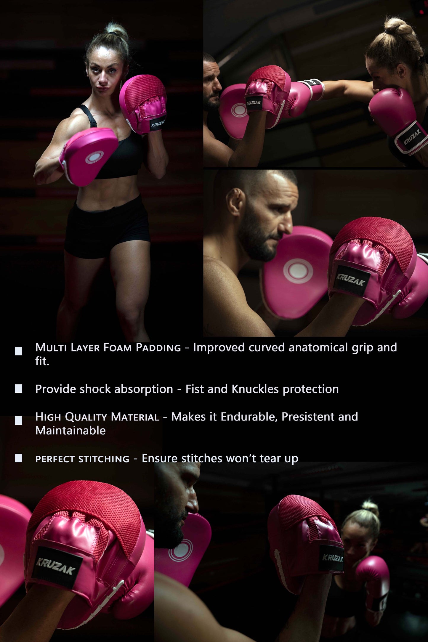 Pink Punching Mitts for Boxing, Muay Thai, Kick Boxing & MMA Fighting