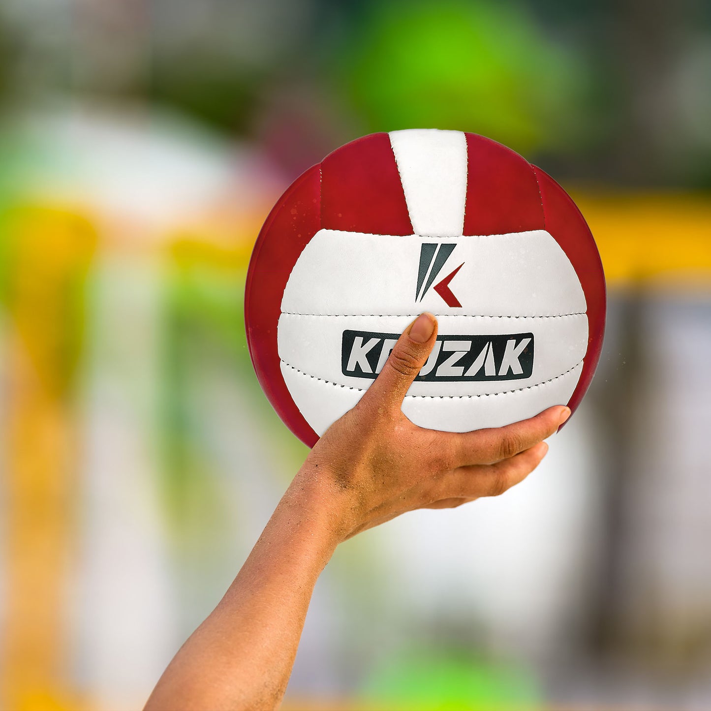 Kruzak Pro Volley Model Hand Stitched RED Volley Ball Toy - Indoor Outdoor Beach Ball for Kids Youth Adults, Beginners