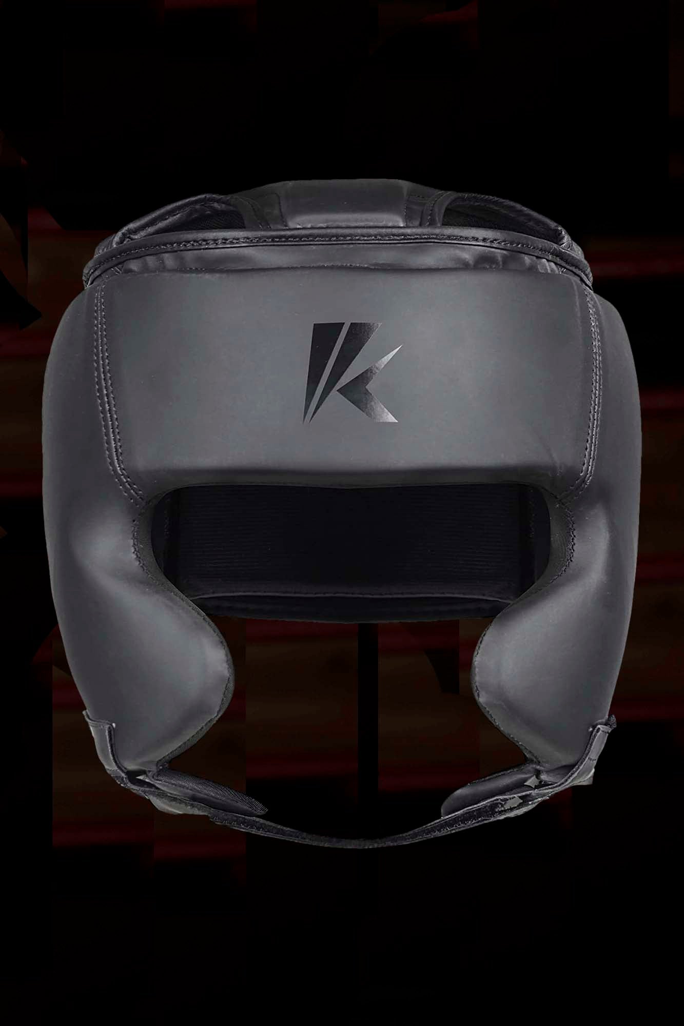 Matte-Black Boxing Gloves and Head Guard Set