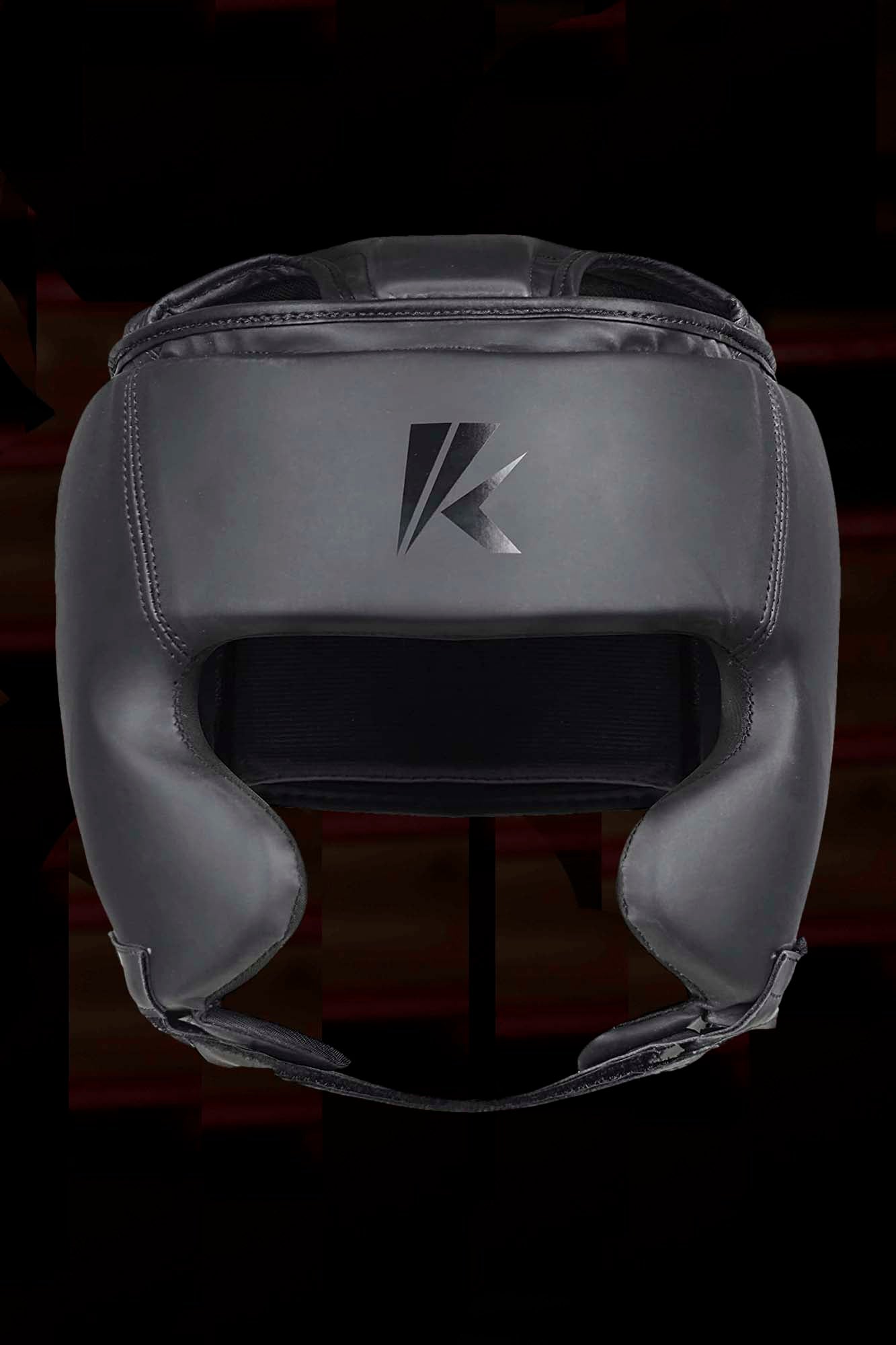 Matte-Black Boxing Gloves and Head Guard Set