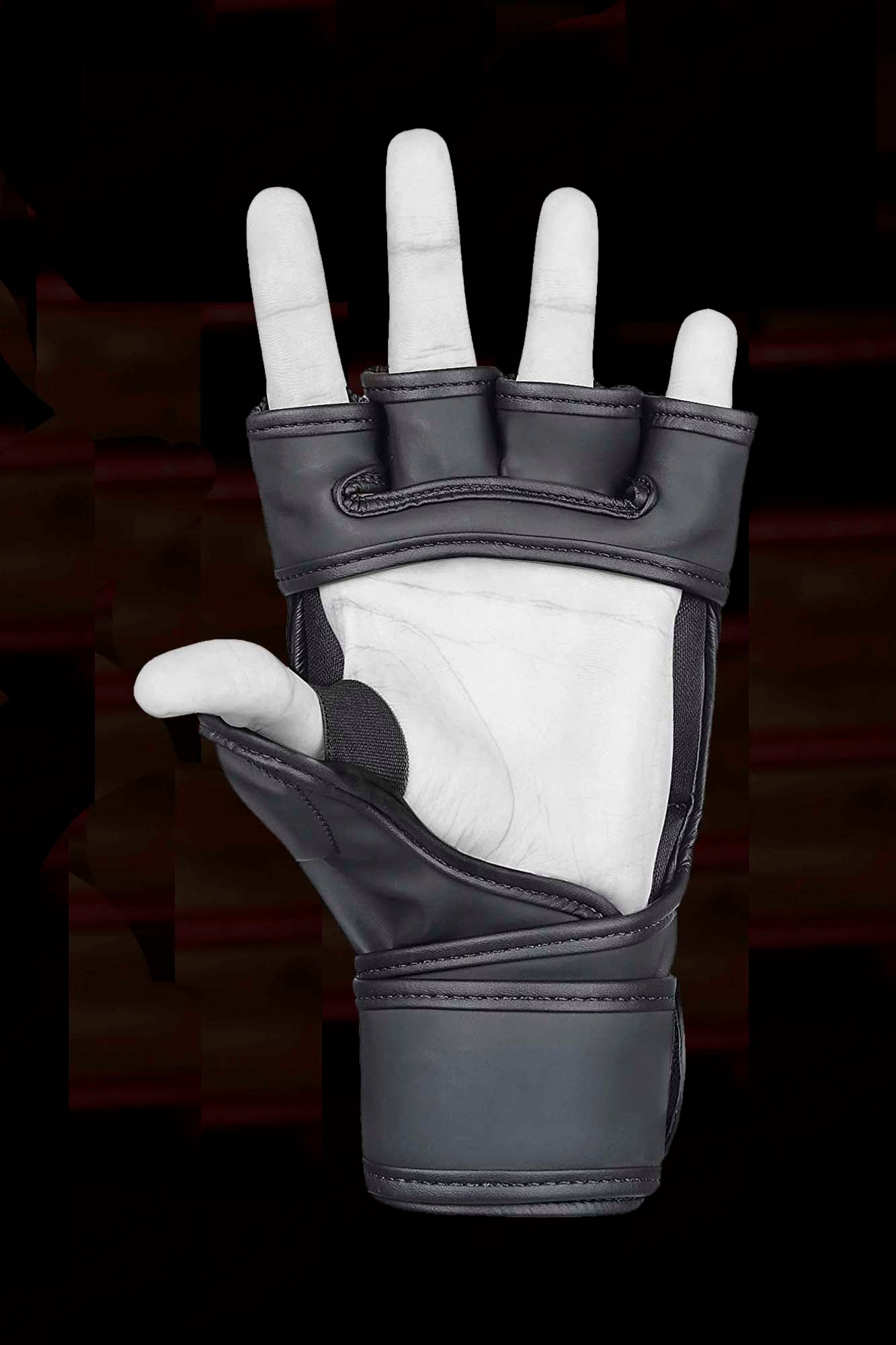 Matte-Black Kruzak Unisex MMA Gloves Hand Wraps with Open Palms