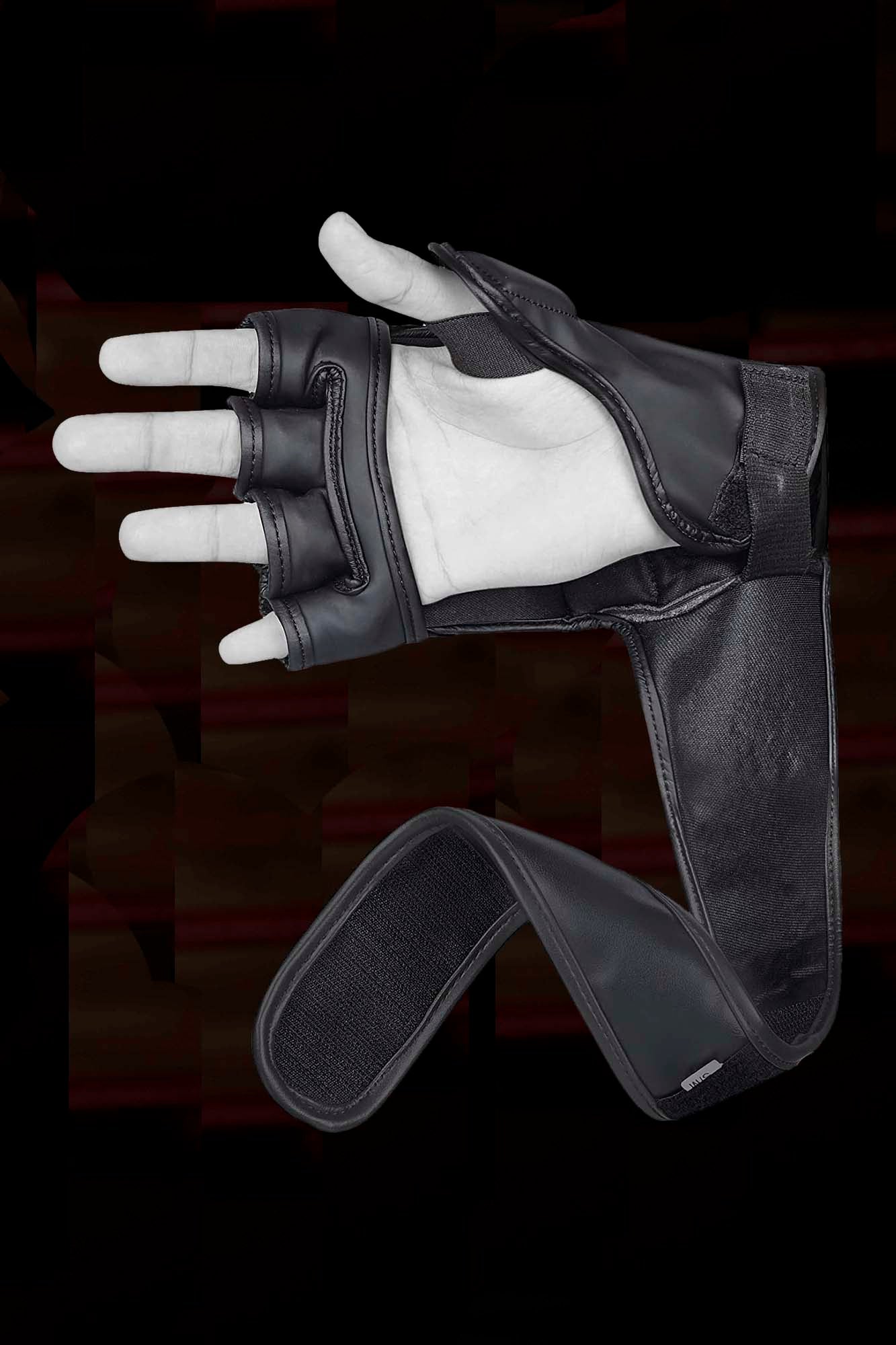 Matte-Black Kruzak Unisex MMA Gloves Hand Wraps with Open Palms