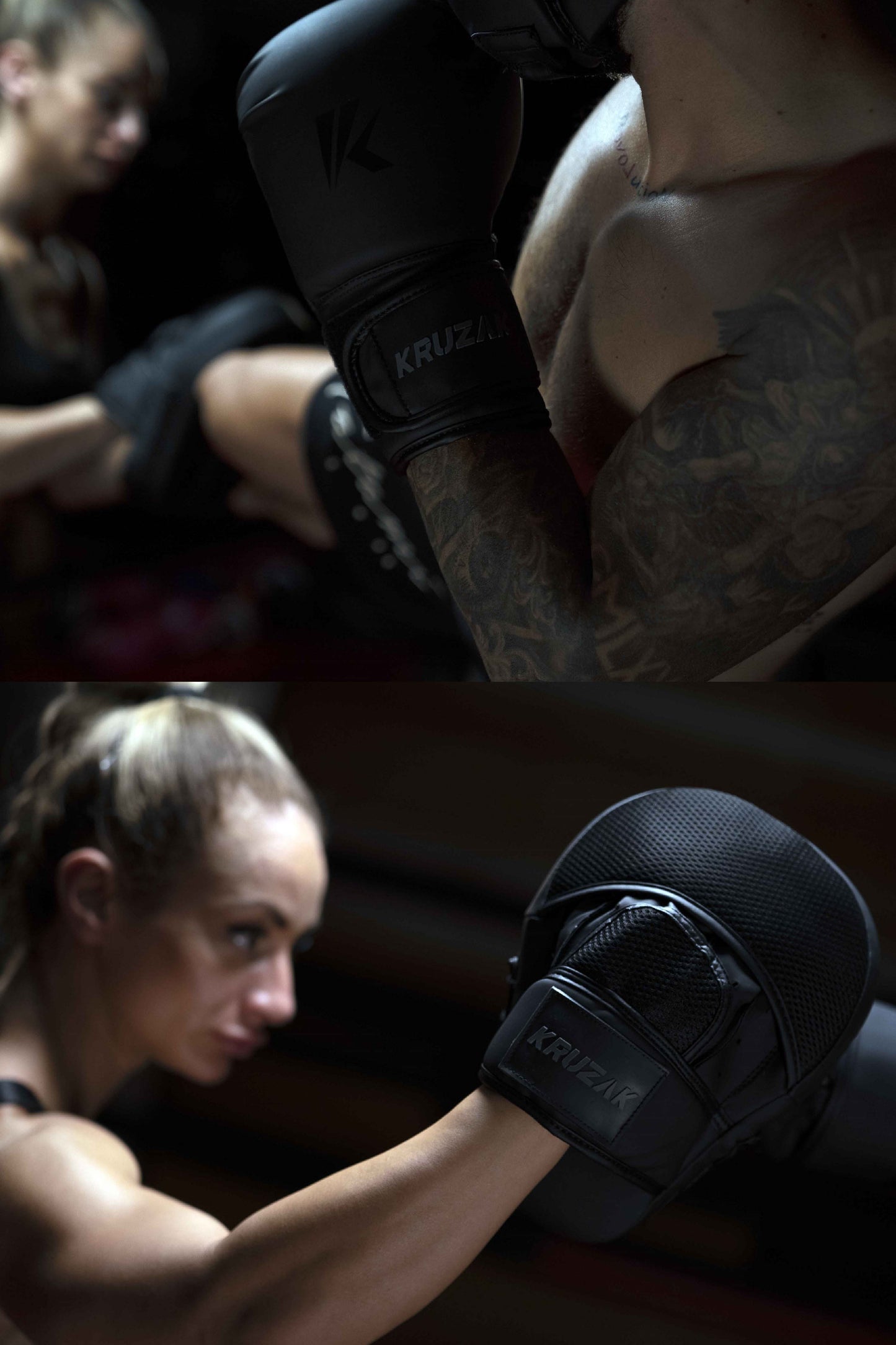Product demonstration of Kruzak Unisex Matte Black Boxing Gloves