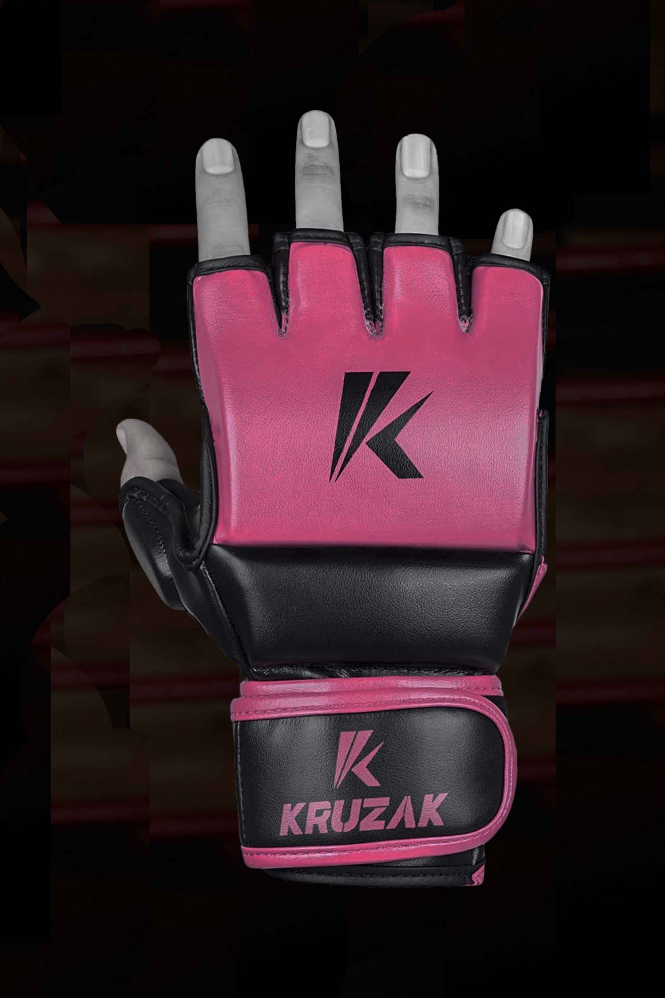 Kruzak MMA Gloves, Men and Women’s Half Finger Boxing Mitts, Hand Wraps with Open Palms for Grappling, Kickboxing, Sanda