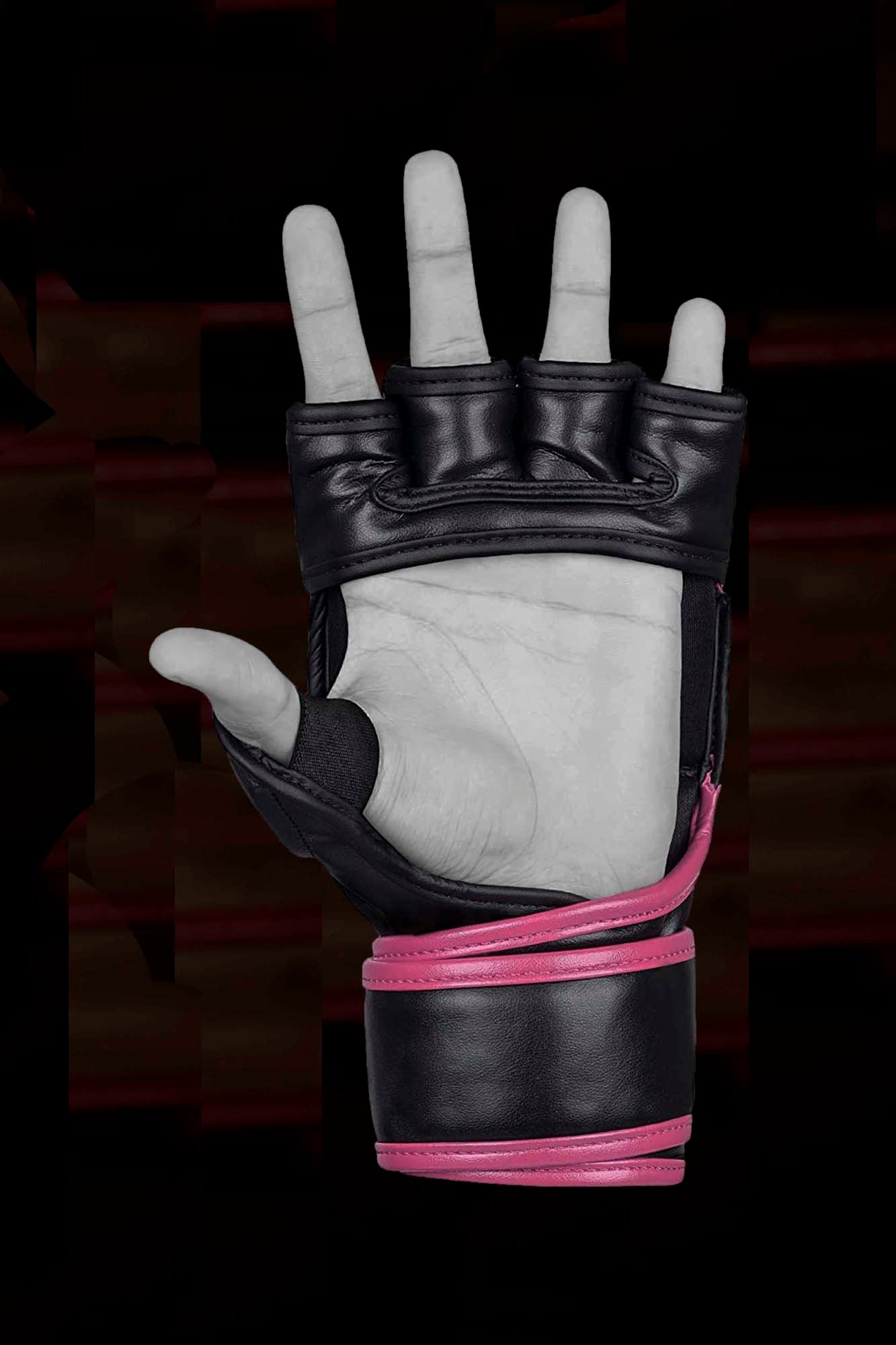 mma handschuhe pink Kruzak MMA Gloves, Men and Women’s Half Finger Boxing Mitts, Hand Wraps with Open Palms for Grappling, Kickboxing, Sanda
