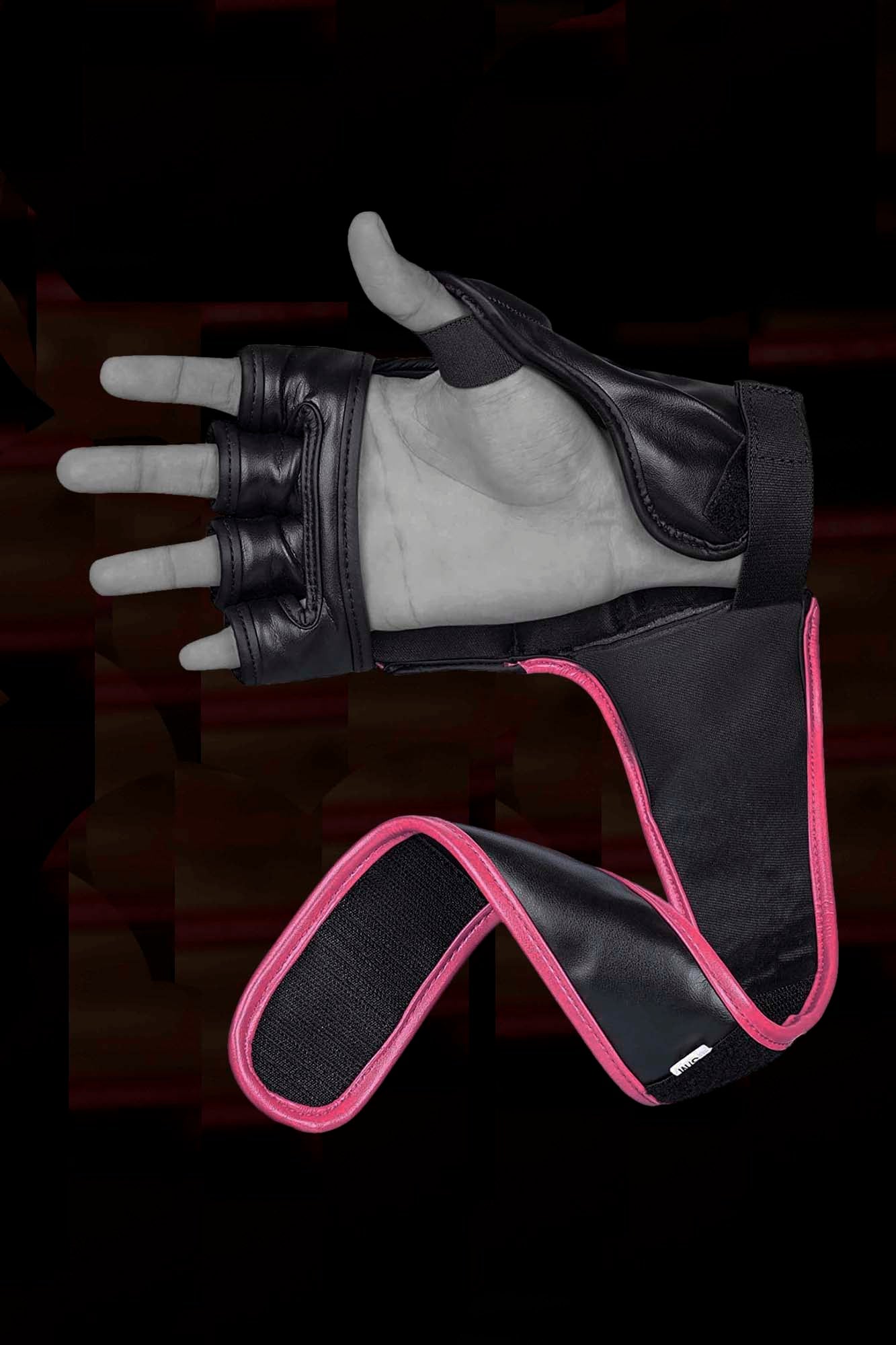 Pink MMA Half-Finger Boxing Gloves with Open Palms for Grappling