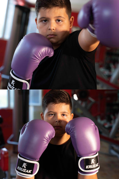 Purple Training Gloves for Kids Boxing, Muay Thai, Kick Boxing & MMA Fighting