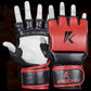 Red MMA Half-Finger Boxing Gloves with Open Palms for Grappling