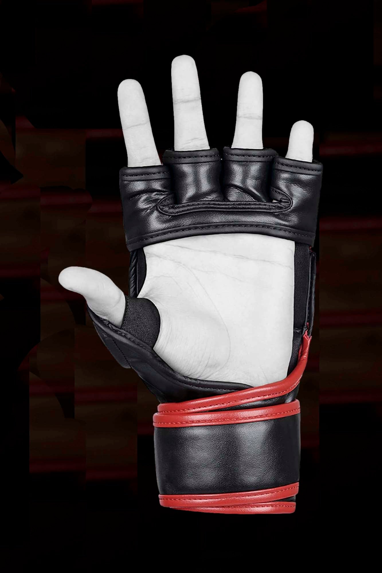 Red MMA Half-Finger Boxing Gloves with Open Palms for Grappling