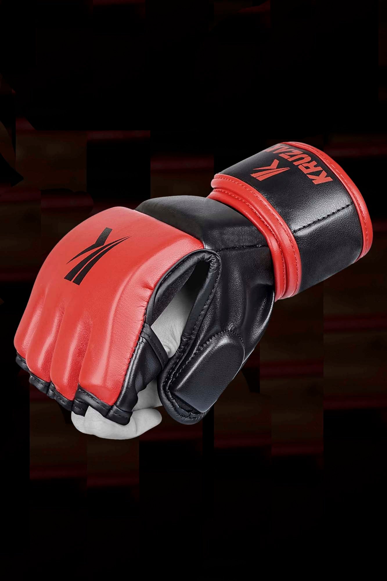 Red MMA Half-Finger Boxing Gloves with Open Palms for Grappling