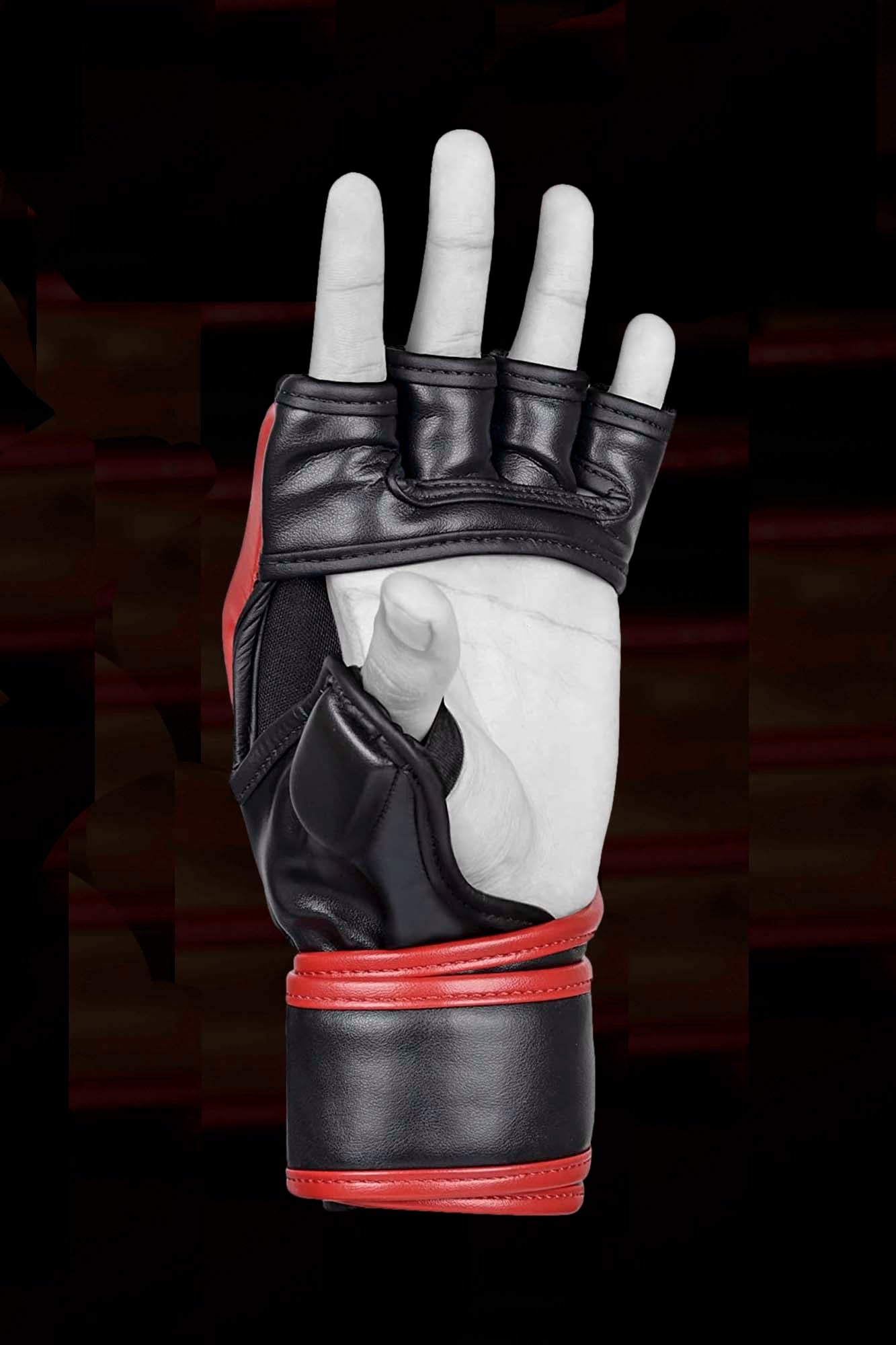 Red MMA Half-Finger Boxing Gloves with Open Palms for Grappling