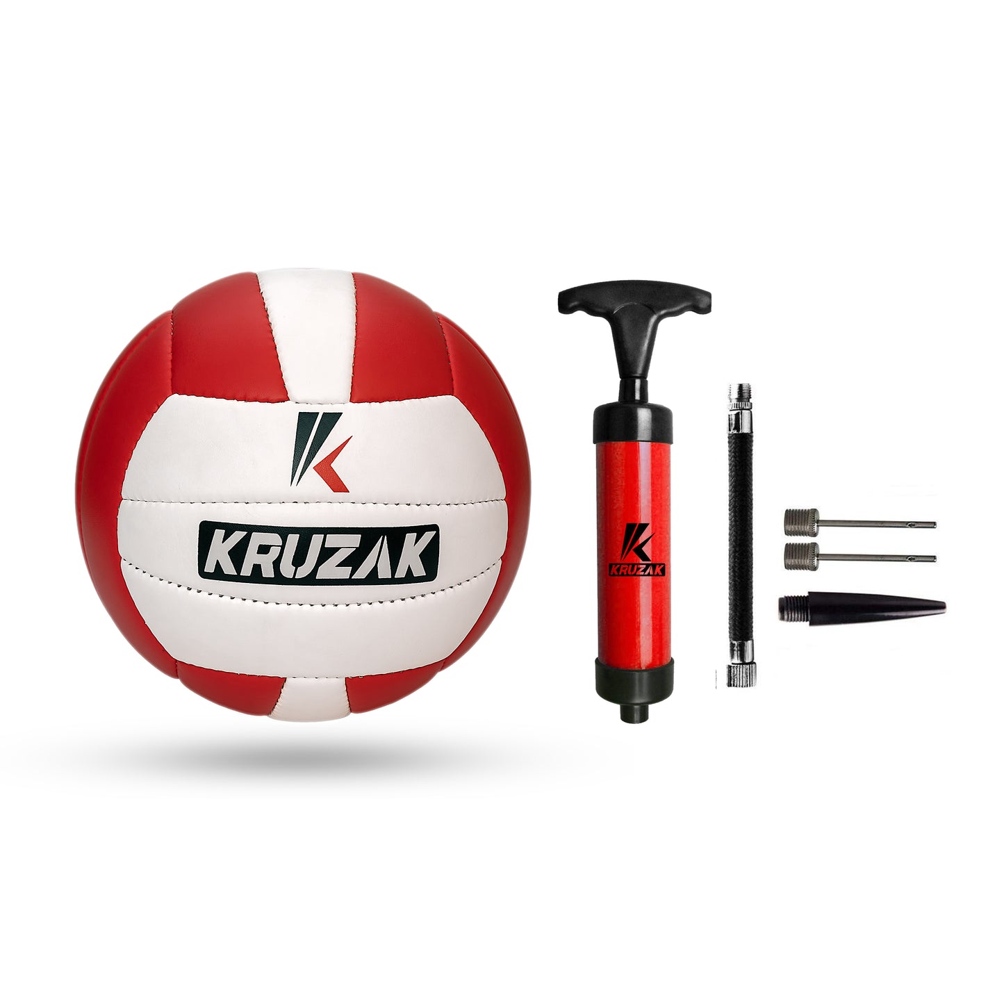 Kruzak Pro Volley Model Hand Stitched RED Volley Ball Toy - Indoor Outdoor Beach Ball for Kids Youth Adults, Beginners